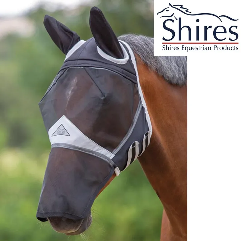 Shires Fly Mask with Ears and Nose - White 